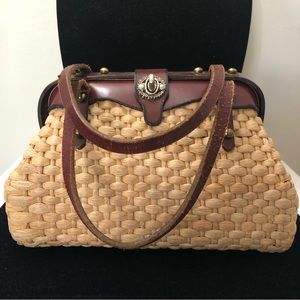 Vintage Handcrafted Woven Wicker Basket Rattan Handbag Purse